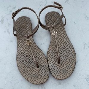 Pewter Tory Burch Marion Quilted Sandal